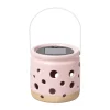 Solar lampje keramiek - roze - ø9.3x9.2 cm