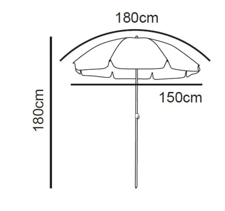 Strandparasol Tess - blauw - ø150x180 cm