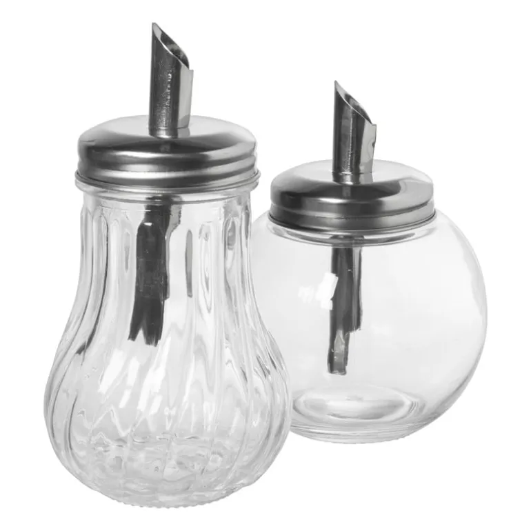 Suikerstrooier lijn - glas/rvs - ø7.5x14.5 cm