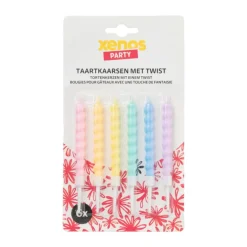 Taartkaarsen met twist - multikleur - set van 6