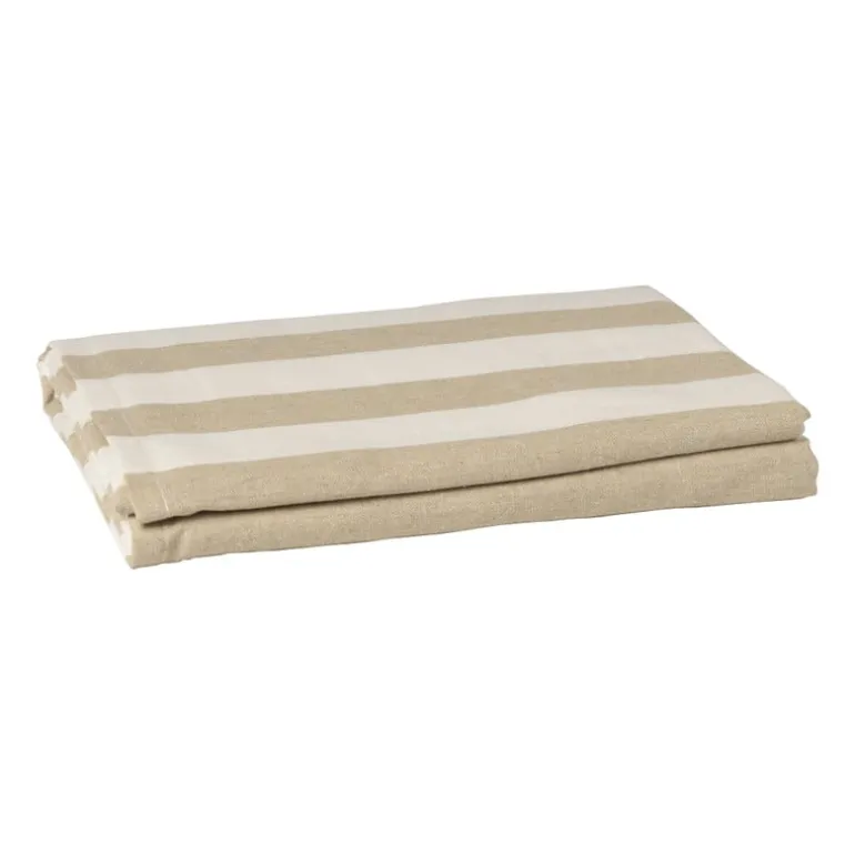 Tafelkleed gestreept - wit/beige - 140x240 cm