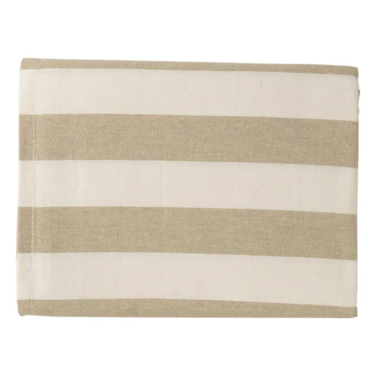 Tafelkleed gestreept - wit/beige - 140x240 cm