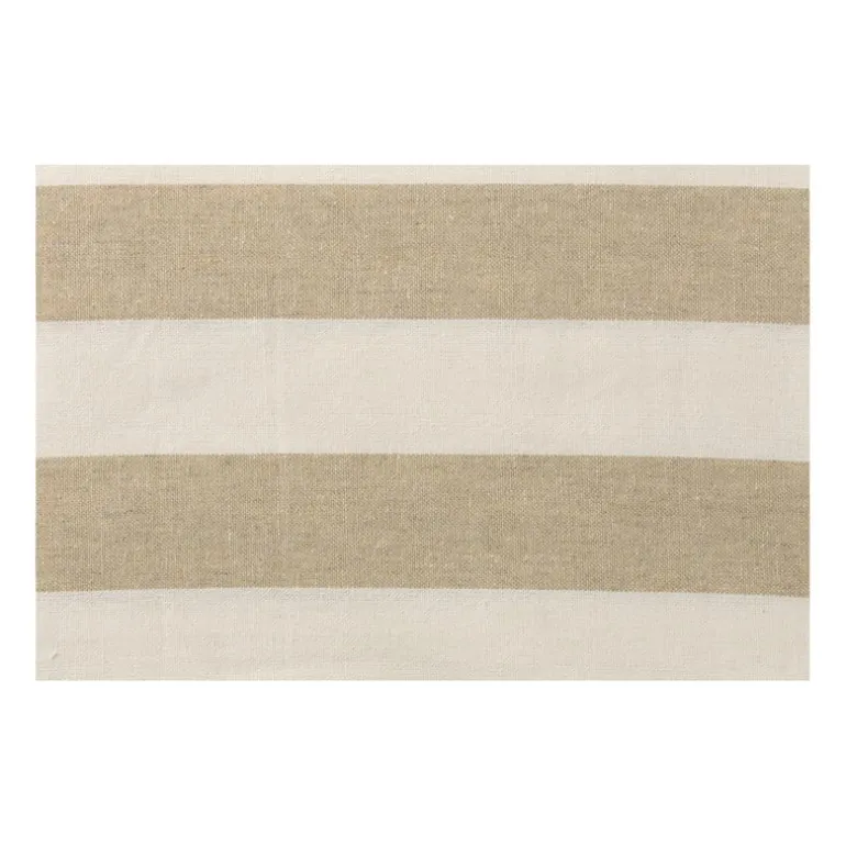Tafelkleed gestreept - wit/beige - 140x240 cm