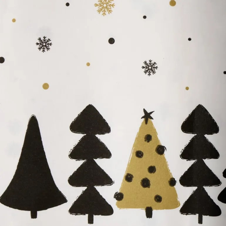 Tafelkleed kerstbomen - zwart/wit/goud - 138x220 cm