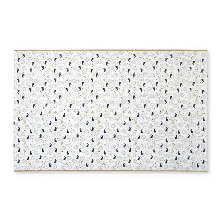 Tafelkleed paashaas - wit/goud/zwart - papier - 138x220 cm