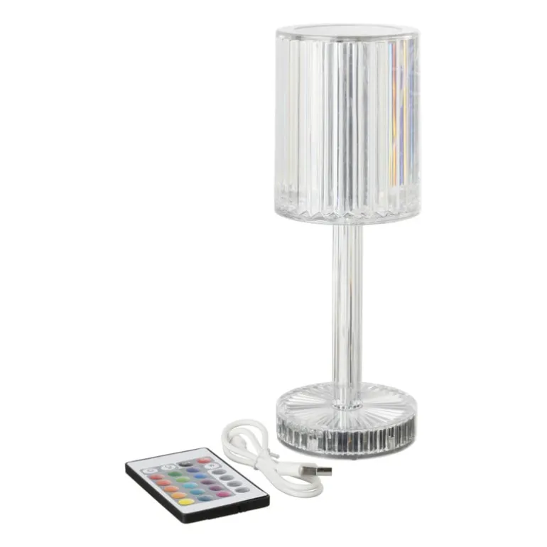 Tafellamp kristal - multikleur - 8.5x8.5x24.5 cm
