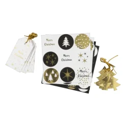 Tag en stickerset kerst - zwart/goudkleurig