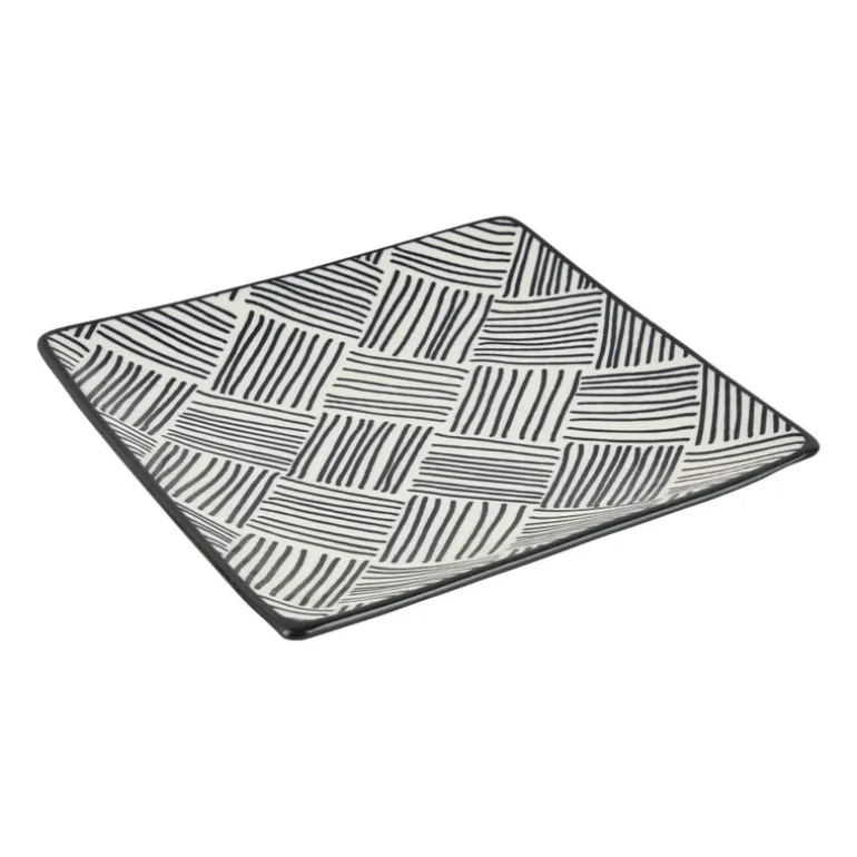 Tapas bord Sevilla - zwarte streepjes - 15x15 cm