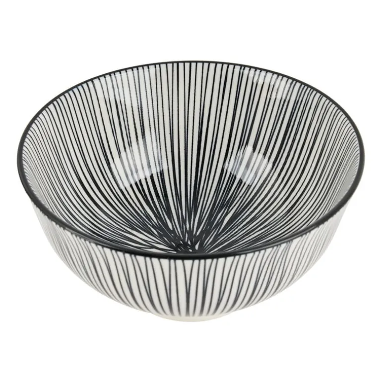 Tapas rijstschaaltje Sevilla - zwarte lijnen - ø11.5x5.8 cm