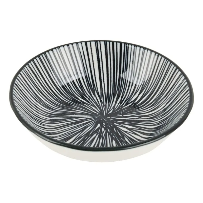 Tapas sausschaaltje Sevilla - zwarte lijnen - ø9x2.5 cm