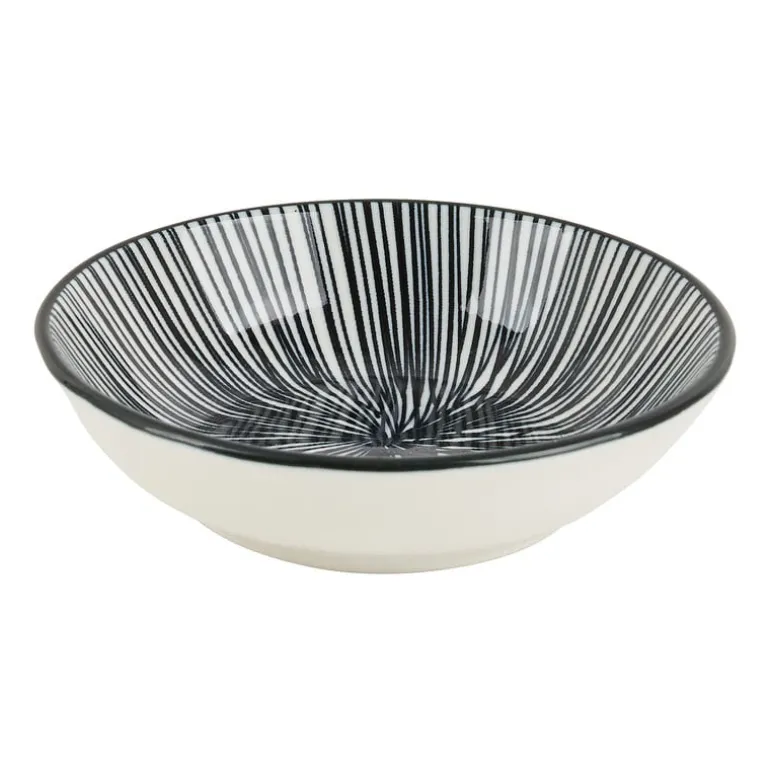 Tapas sausschaaltje Sevilla - zwarte lijnen - ø9x2.5 cm