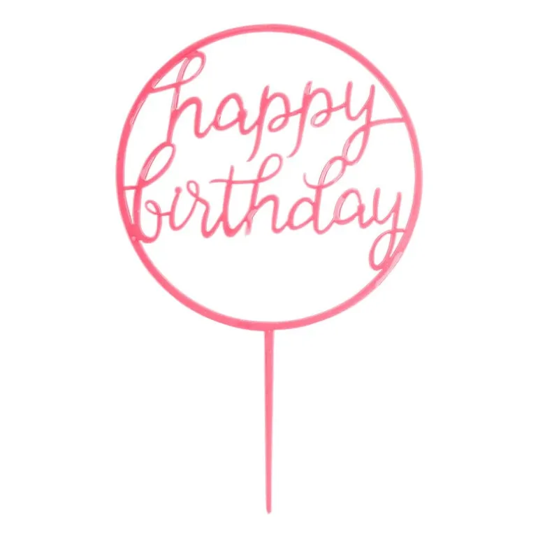Tasty Me cake topper - Happy Birthday rond - roze