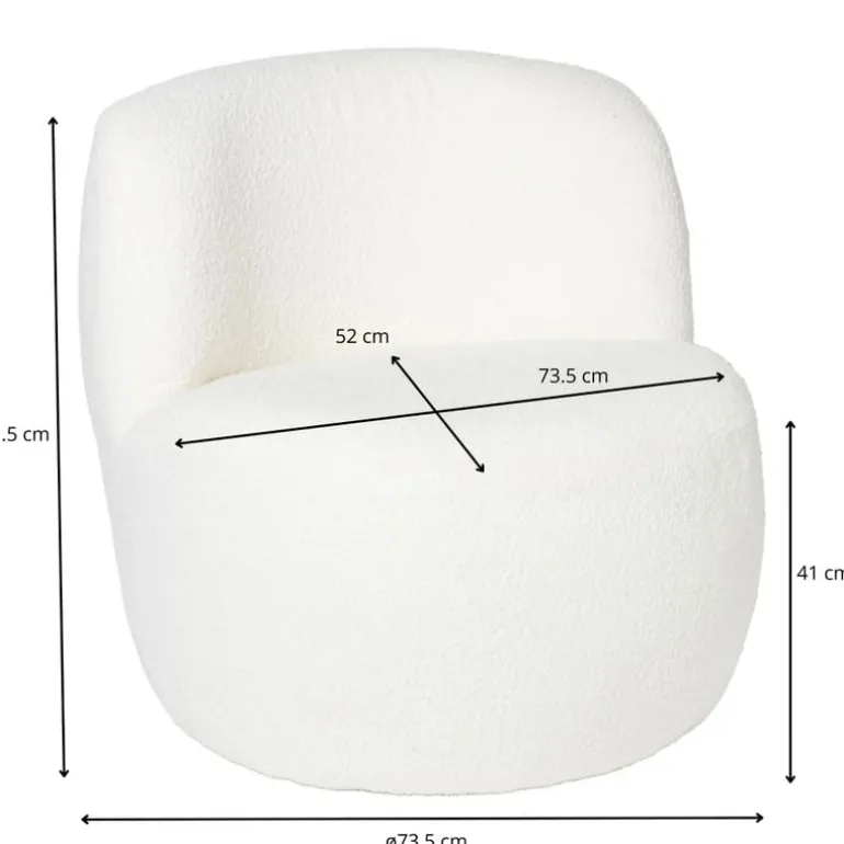 Teddy fauteuil - wit - ø73.5x71.5 cm