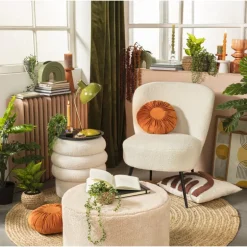 Teddy poef rond - wit - ø55x32 cm