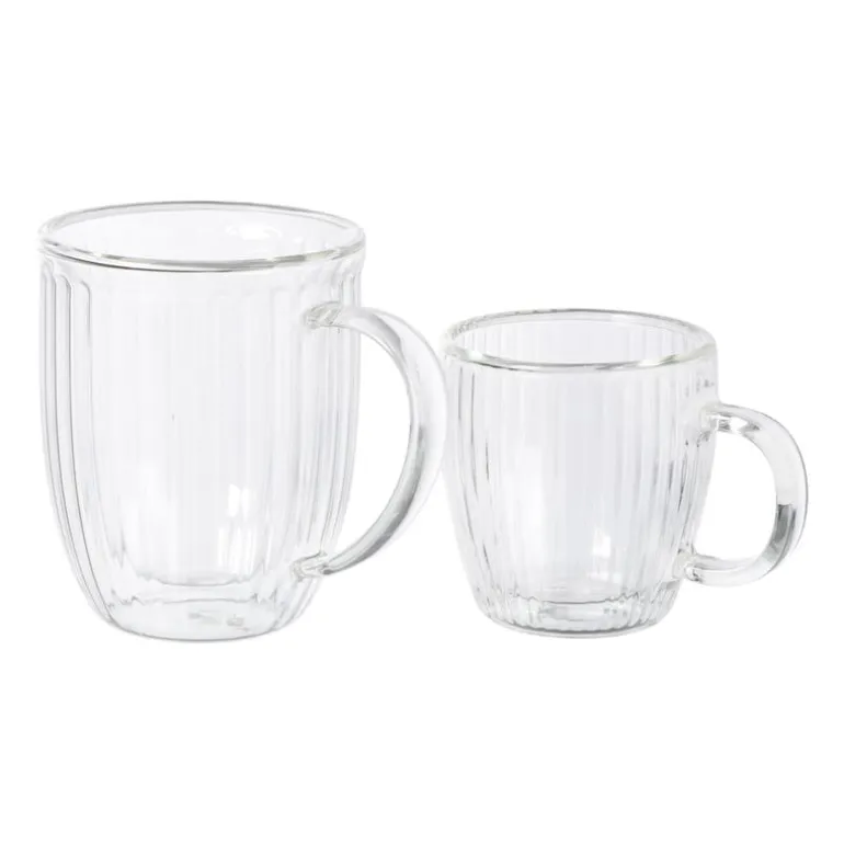 Theeglas dubbelwandig ribbel - 250 ml - glas