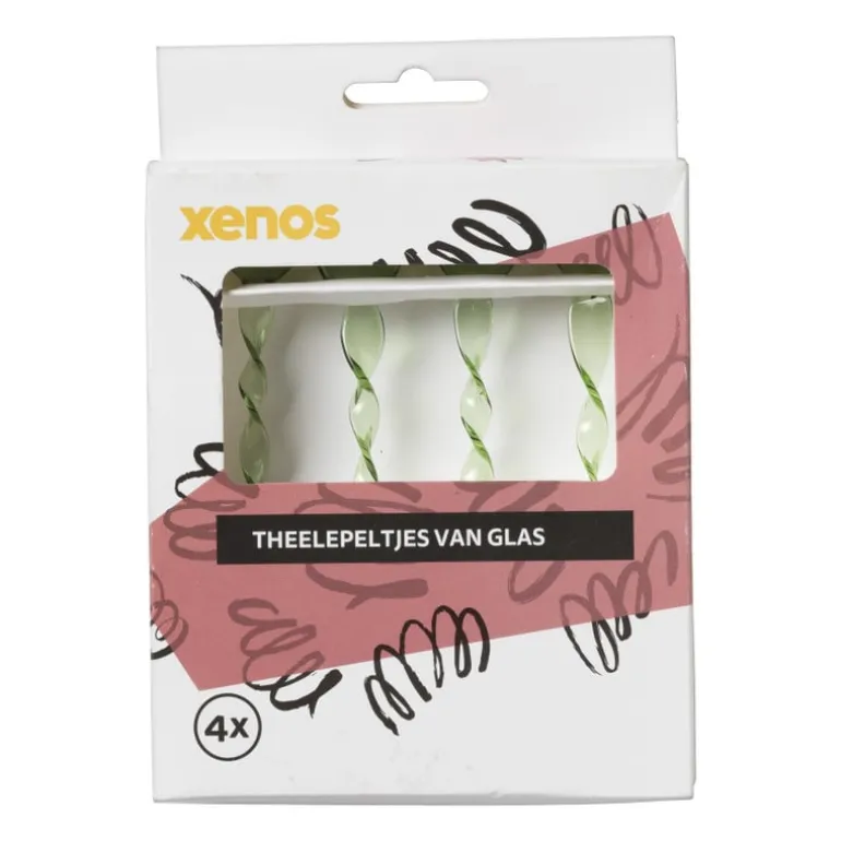 Theelepels groen - glas - set van 4