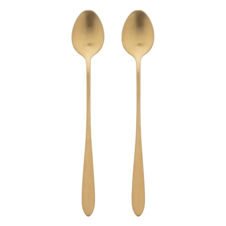 Theelepels lang - goudkleurig - set van 2