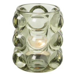 Theelichthouder bubbels - groen - ø8.5x9 cm