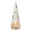 Theelichthouder kerstboom - beige - ø7x19 cm