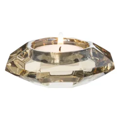 Theelichthouder Kristal - licht bruin -ø8x3 cm
