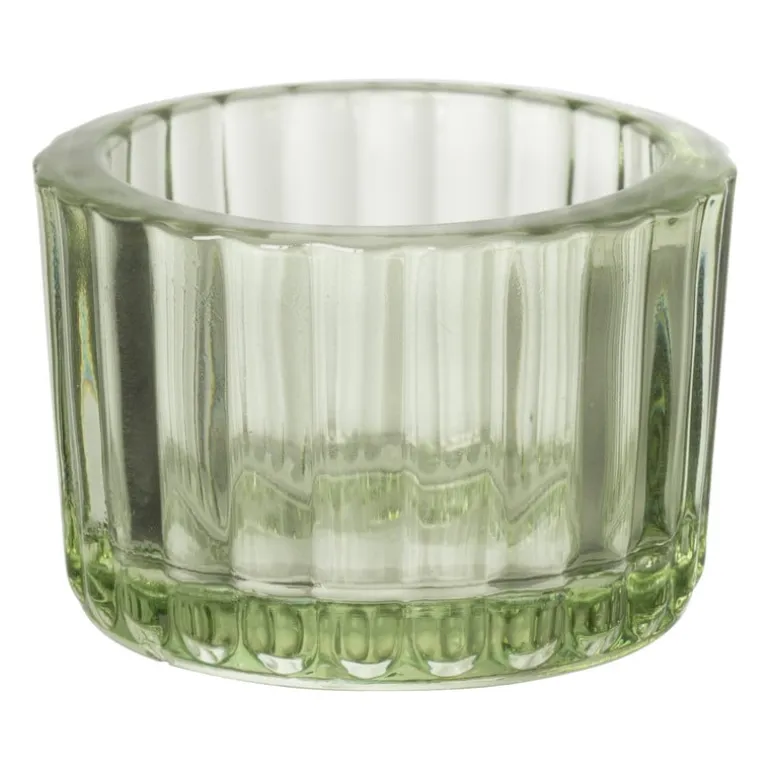 Theelichthouder ribbel - groen - ø5x3.7 cm