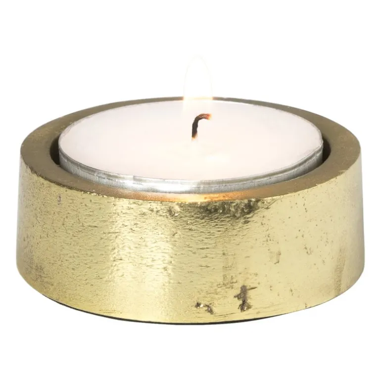Theelichthouder rond - goud - ø5.5x3 cm
