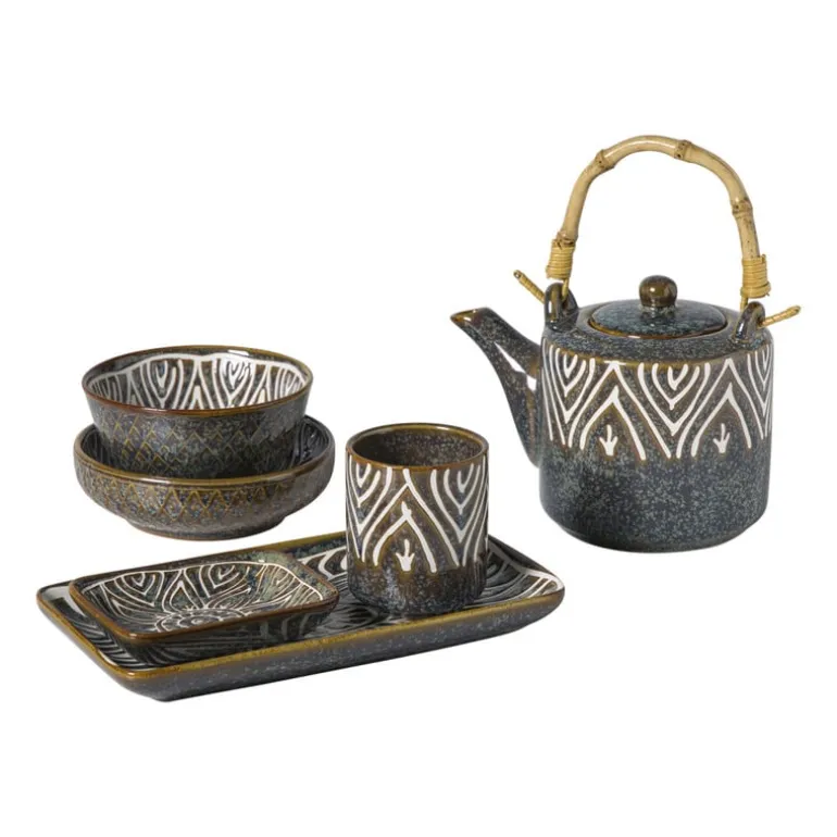 Theepot Nori - blauw/bruin - 600 ml