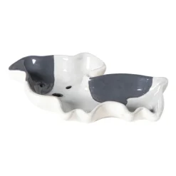 Theezakjeshouder hond frenchie - wit/grijs - 2.3x8 cm