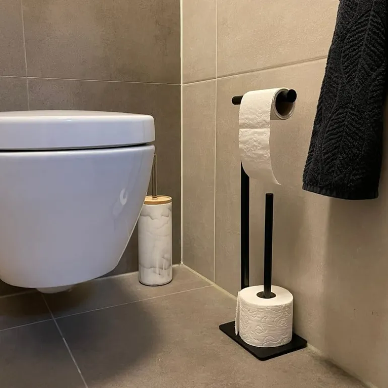 Toiletpapierhouder - metaal - 16,5x13x53,5 cm