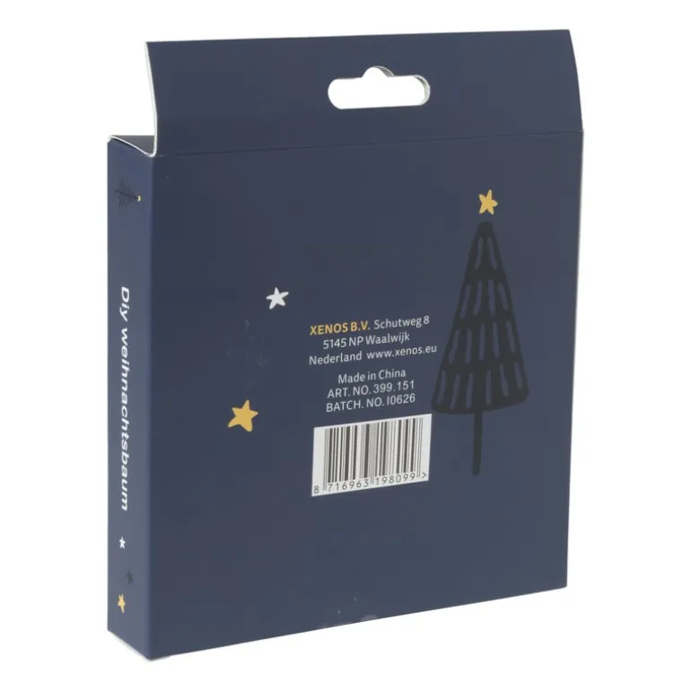 Touwfiguren kerstboom - hout/touw - 12x12 cm