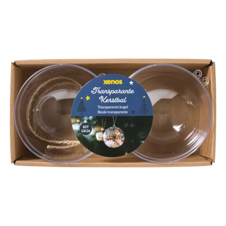Transparante kerstbal - ø12 cm - set van 2