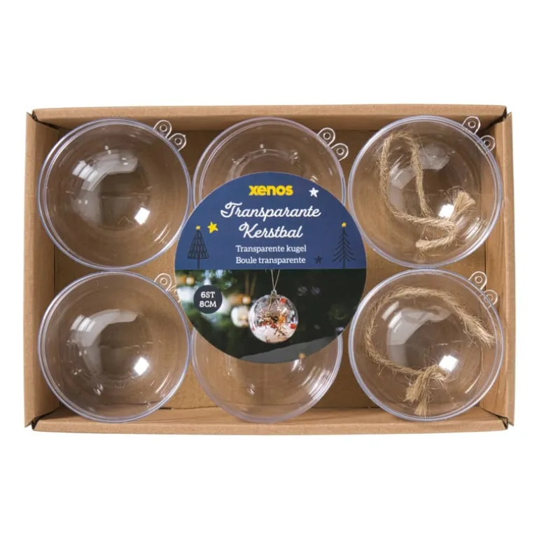 Transparante kerstbal - ø8 cm - set van 6