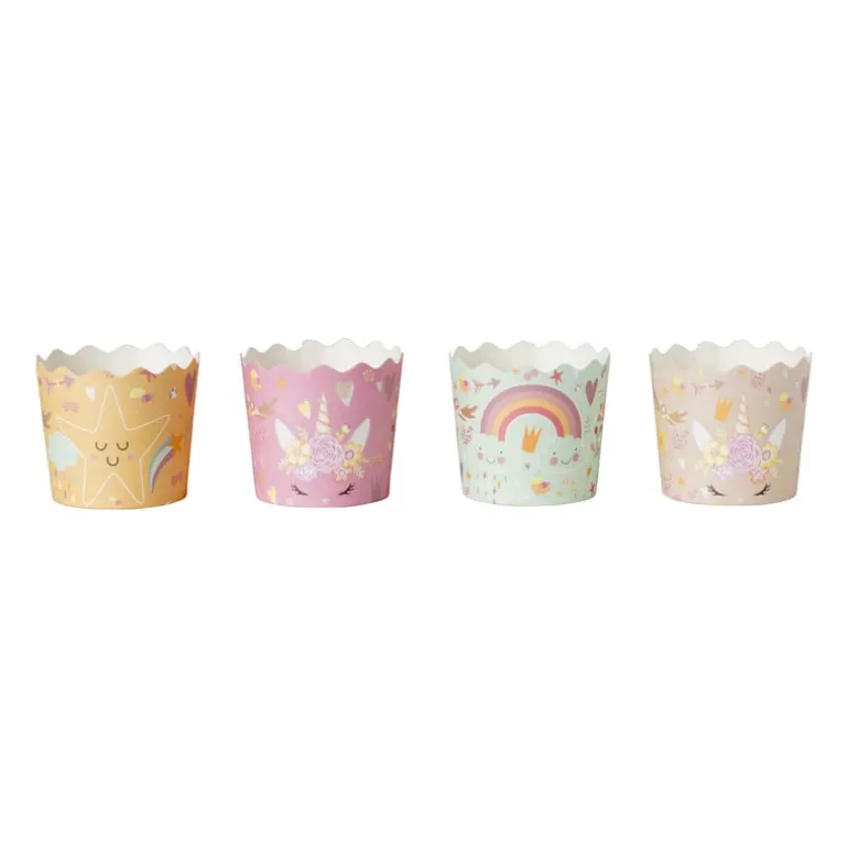 Unicorn traktatieset uitdeelbakjes en prikkers - multikleur