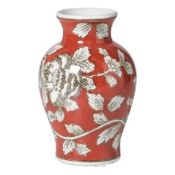 Vaas bloemenprint middel - rood - ø9.5x15 cm