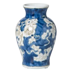 Vaas bloemenprint middel - blauw - ø9.5x15 cm