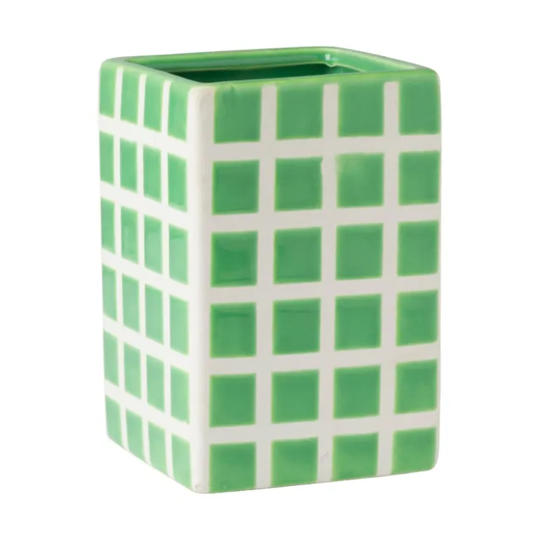 Vaas tegel klein - groen - 12x8x8 cm