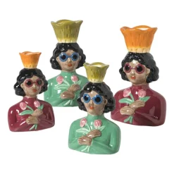 Vaas vrouw met bloemen - roze - 24.5x16.3x11.3 cm