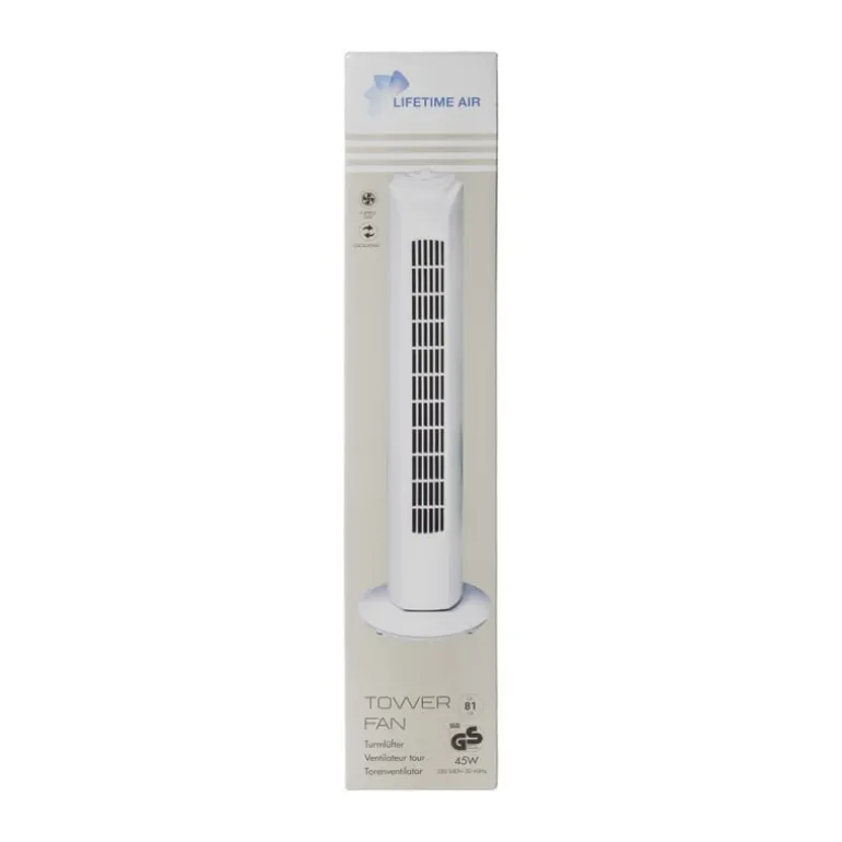Ventilator toren - wit - 81x22x22 cm