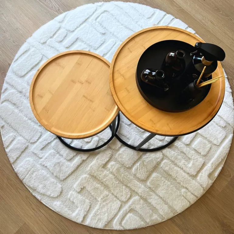 Vloerkleed native - wit - ø120 cm