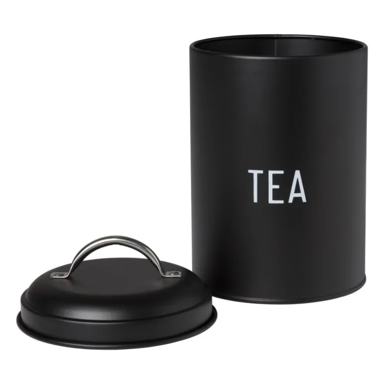 Voorraadblik tea - zwart - ø11x15 cm