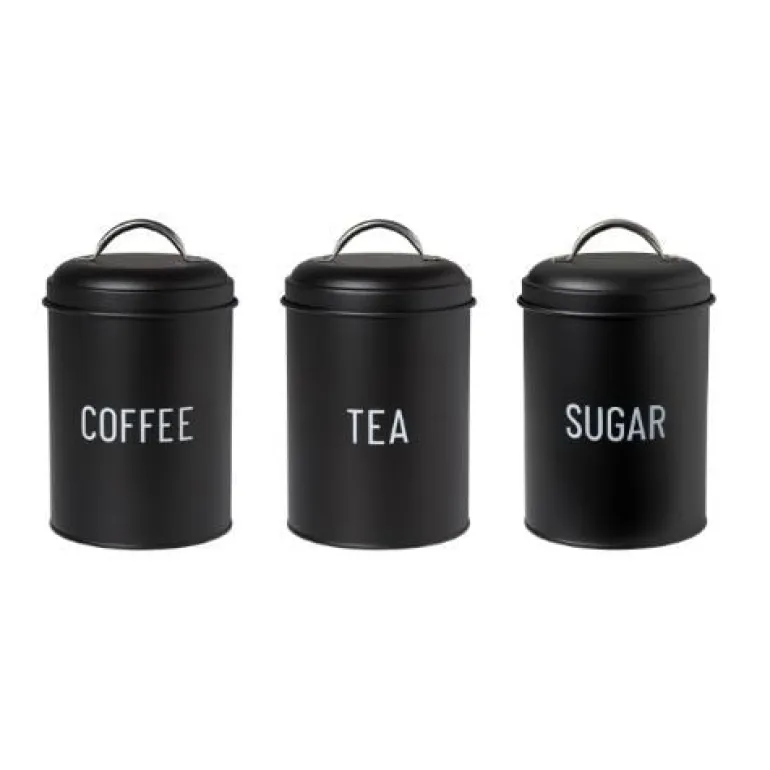 Voorraadblik tea - zwart - ø11x15 cm