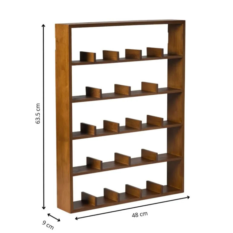 Wandkast voor 23 mokken - bruin - 63.5x48x9 cm