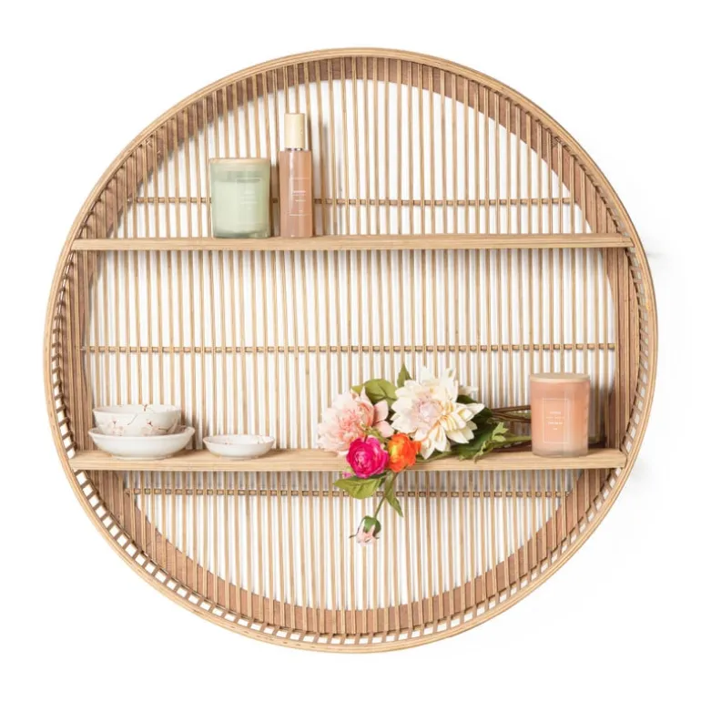 Wandkastje bamboe rond - ø75x12.5 cm