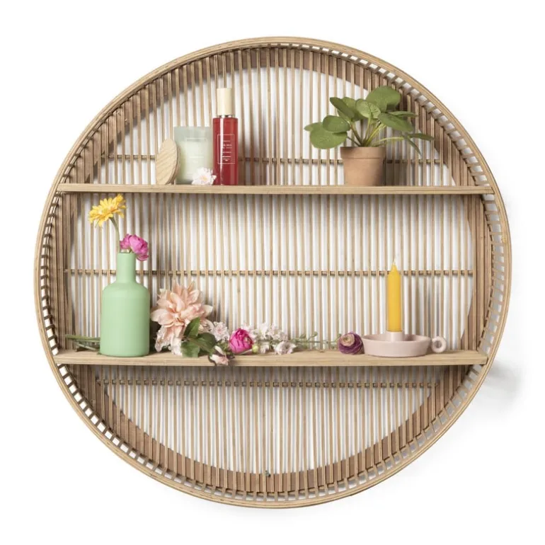 Wandkastje bamboe rond - ø75x12.5 cm