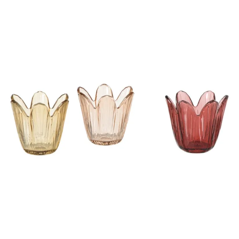 Waxinelichthouder bloem - rood - ø8.5x8 cm