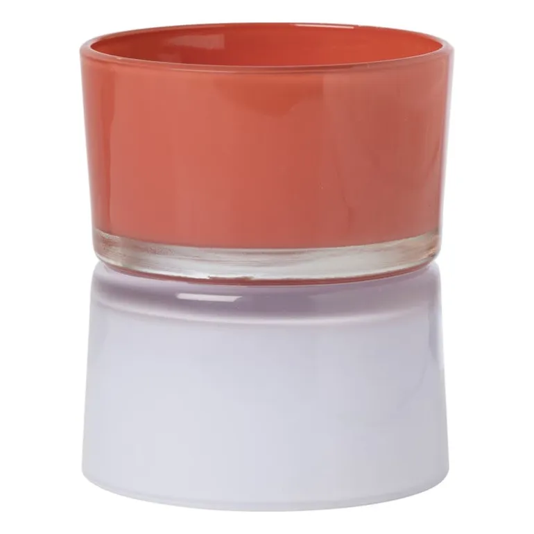 Waxinelichthouder dubbel - rood/lila - ø8.6x10.2 cm