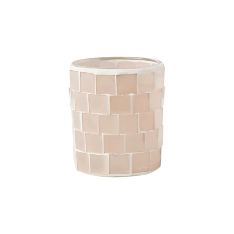 Waxinelichthouder Mozaïek - beige - ø7.3x8.5 cm