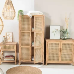 Webbing kast Bandung - naturel - 72x80.5x39 cm