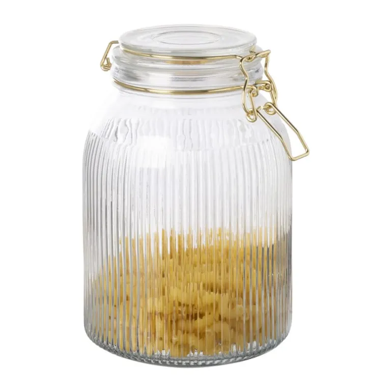 Weckpot ribbel met gouden deksel - 1.7 liter