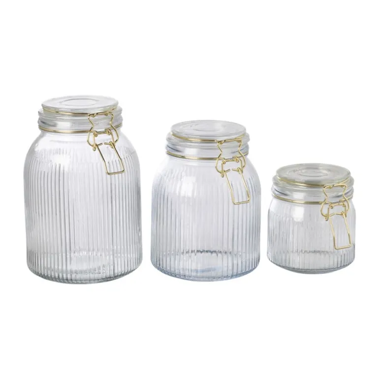 Weckpot ribbel met gouden deksel - 1.7 liter